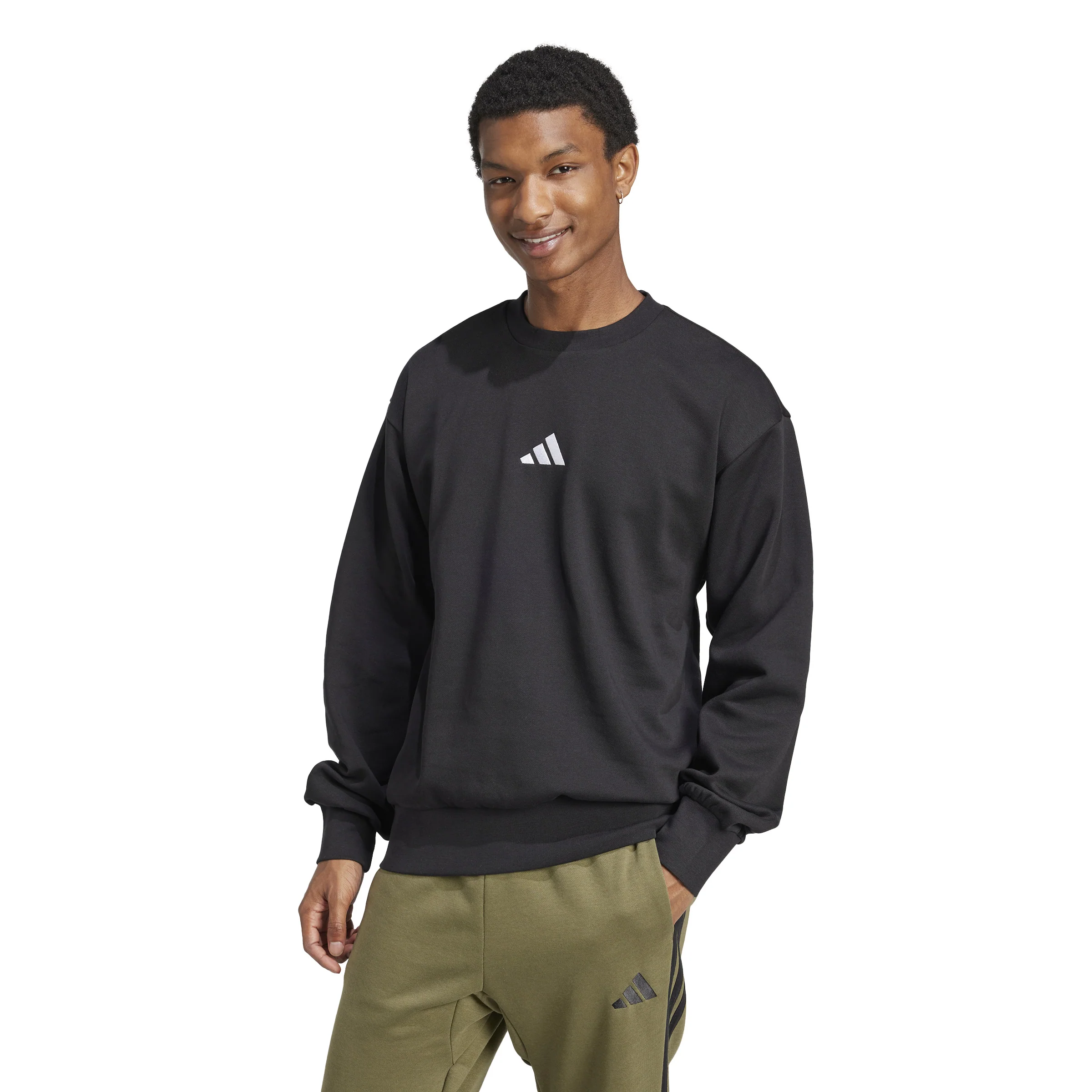 adidas Essentials Feel Cozy Mens Fleece Sweatshirt