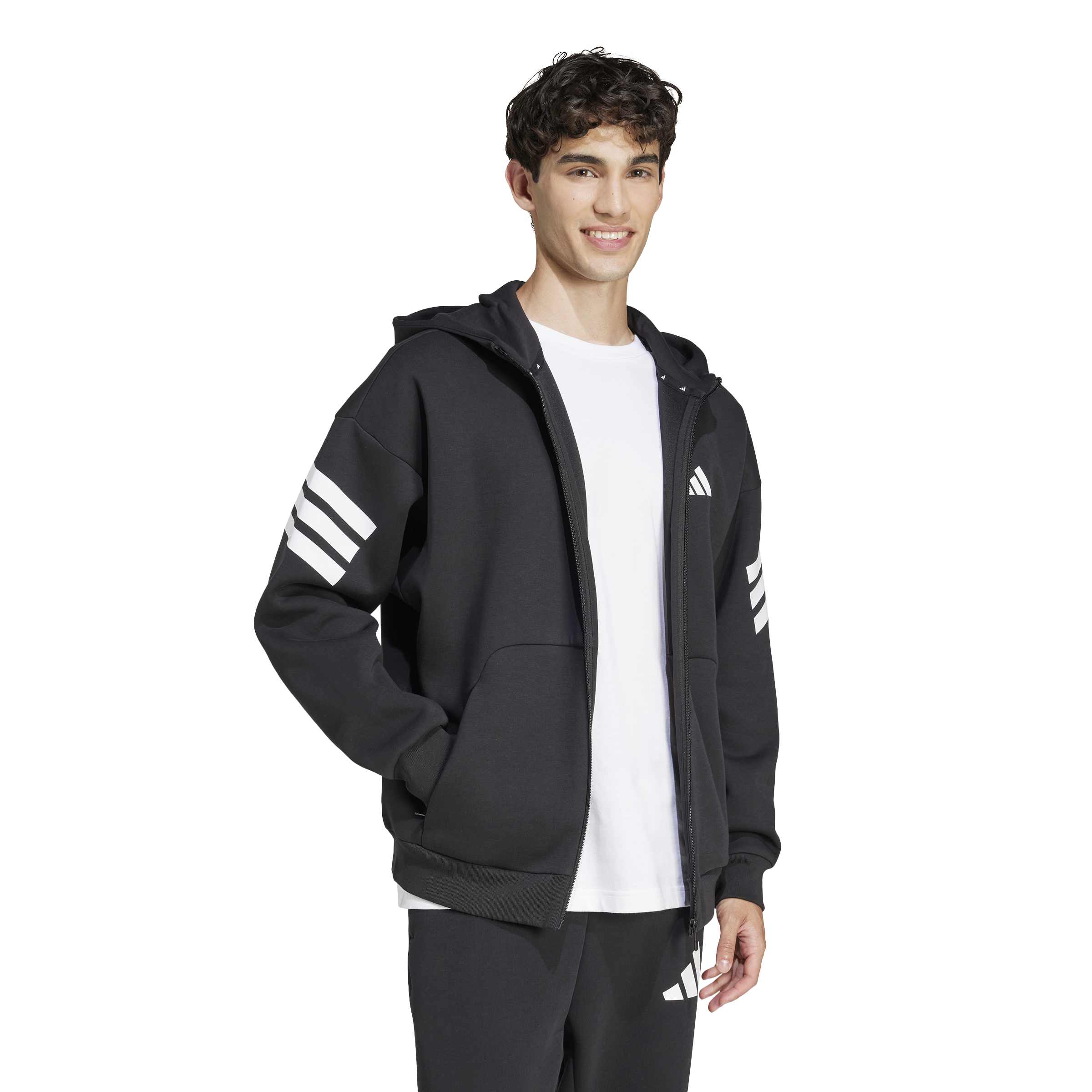 adidas Future Icons 3-Stripes Mens Full Zip Hoodie - Image 2