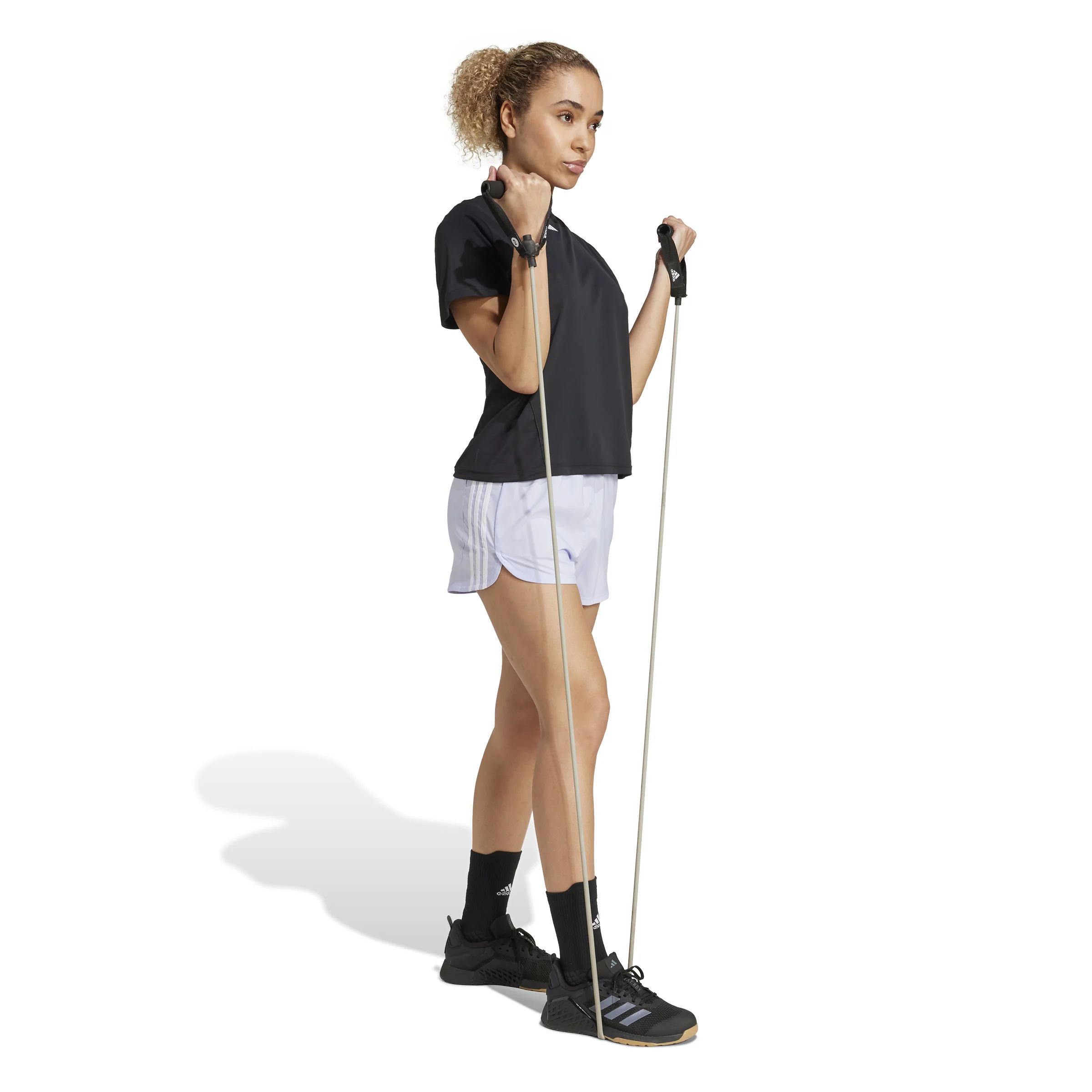adidas Pacer Training 3-Stripes Woven 3-Inch Womens High-Rise Shorts - Image 3